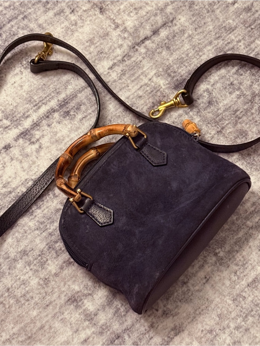 Gucci Bamboo Handle Satchel in Black & Brown